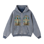"STAINED GLASS" Zip-Through Boxy Fleece Hoodie