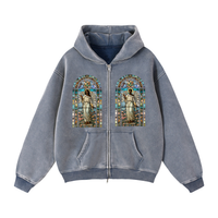 "STAINED GLASS" Zip-Through Boxy Fleece Hoodie