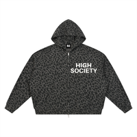 High Society Leopard Print Full Zip Hoodie