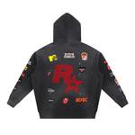Vintage Washed Frayed Fleece Hoodie