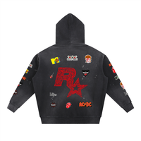 Vintage Washed Frayed Fleece Hoodie