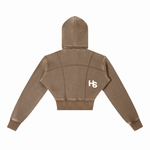 HIGH SOCIETY Vintage Washed Cropped Fleece Hoodie