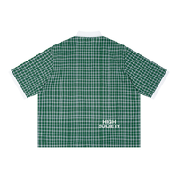 Boxy Plaid Color Block Polo Shirt