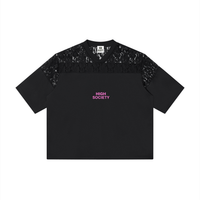 HIGH SOCIETY  Lace Paneling V-Neck T-Shirt