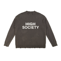 HIGH SOCIETY Vintage Washed Hand-Frayed Sweater