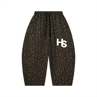 Unisex Leopard Barrel Leg Sweatpants