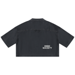 HIGH SOCIETY Women's Vintage Wash Boxy Cropped Shirt