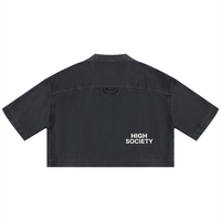 HIGH SOCIETY Women's Vintage Wash Boxy Cropped Shirt