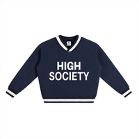HIGH SOCIETY V-Neck Contrast Collar Boxy Sweatshirt