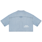 HIGH SOCIETY Women's Vintage Wash Boxy Cropped Shirt