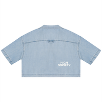 HIGH SOCIETY Women's Vintage Wash Boxy Cropped Shirt