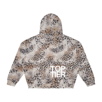 TOP TIER  Vintage Wash Leopard Full Zip Hoodie