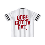 DOGS GOTTA EAT Striped Loose V-Neck T-Shirt