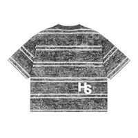 HIGH SOCIETY Snow Washed Striped Boxy T-Shirt