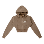 HIGH SOCIETY Vintage Washed Cropped Fleece Hoodie