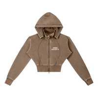 HIGH SOCIETY Vintage Washed Cropped Fleece Hoodie