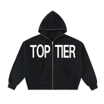 TOP TIER Fleeced Full-Zip Boxy Hoodie