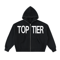 TOP TIER Fleeced Full-Zip Boxy Hoodie