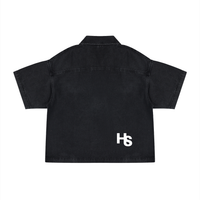 HIGH SOCIETY  Vintage Wash Boxy Quarter-Zip Denim Shirt