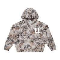 TOP TIER  Vintage Wash Leopard Full Zip Hoodie