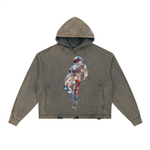 "OUT OF THIS WORLD""Vintage Washed Frayed-Hem Hoodie