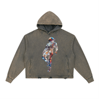 "OUT OF THIS WORLD""Vintage Washed Frayed-Hem Hoodie