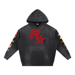 Vintage Washed Frayed Fleece Hoodie