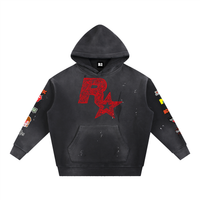 Vintage Washed Frayed Fleece Hoodie