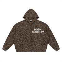 High Society Leopard Print Full Zip Hoodie