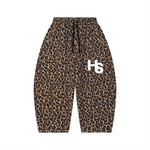 Unisex Leopard Barrel Leg Sweatpants