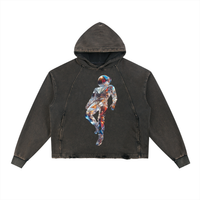 "OUT OF THIS WORLD""Vintage Washed Frayed-Hem Hoodie