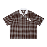 Boxy Plaid Color Block Polo Shirt