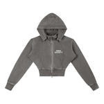 HIGH SOCIETY Vintage Washed Cropped Fleece Hoodie
