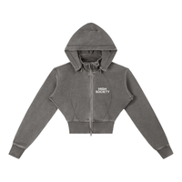 HIGH SOCIETY Vintage Washed Cropped Fleece Hoodie