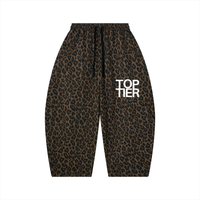 Unisex Leopard Barrel Leg Sweatpants