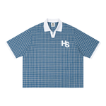 Boxy Plaid Color Block Polo Shirt