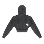HIGH SOCIETY Vintage Washed Cropped Fleece Hoodie