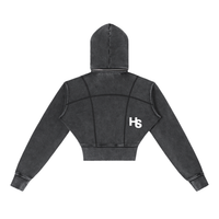 HIGH SOCIETY Vintage Washed Cropped Fleece Hoodie
