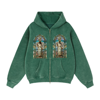 "STAINED GLASS" Zip-Through Boxy Fleece Hoodie