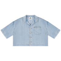 HIGH SOCIETY Women's Vintage Wash Boxy Cropped Shirt