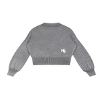 Mineral Wash Balloon Sleeve Cropped Sweater