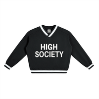 HIGH SOCIETY V-Neck Contrast Collar Boxy Sweatshirt