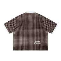 Boxy Plaid Color Block Polo Shirt