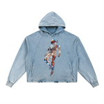 "OUT OF THIS WORLD""Vintage Washed Frayed-Hem Hoodie