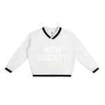 HIGH SOCIETY V-Neck Contrast Collar Boxy Sweatshirt
