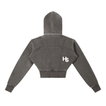 HIGH SOCIETY Vintage Washed Cropped Fleece Hoodie