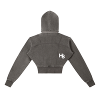 HIGH SOCIETY Vintage Washed Cropped Fleece Hoodie