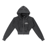 HIGH SOCIETY Vintage Washed Cropped Fleece Hoodie