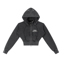 HIGH SOCIETY Vintage Washed Cropped Fleece Hoodie
