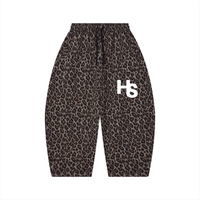 Unisex Leopard Barrel Leg Sweatpants